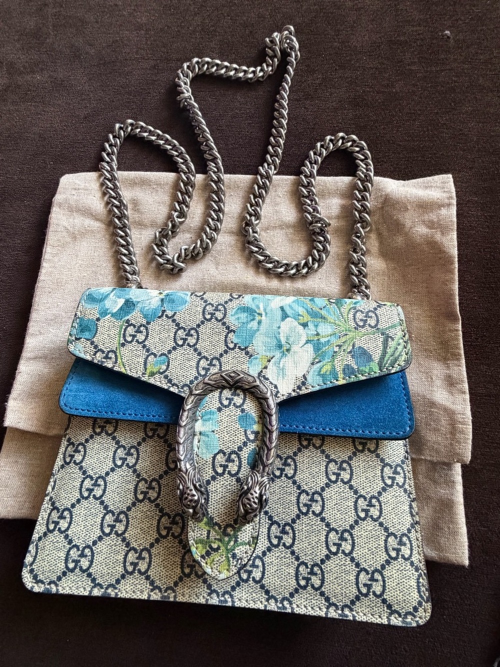 Gucci Floral GG Supreme Blue Teal Shoulder Bag - Picture 2 of 10